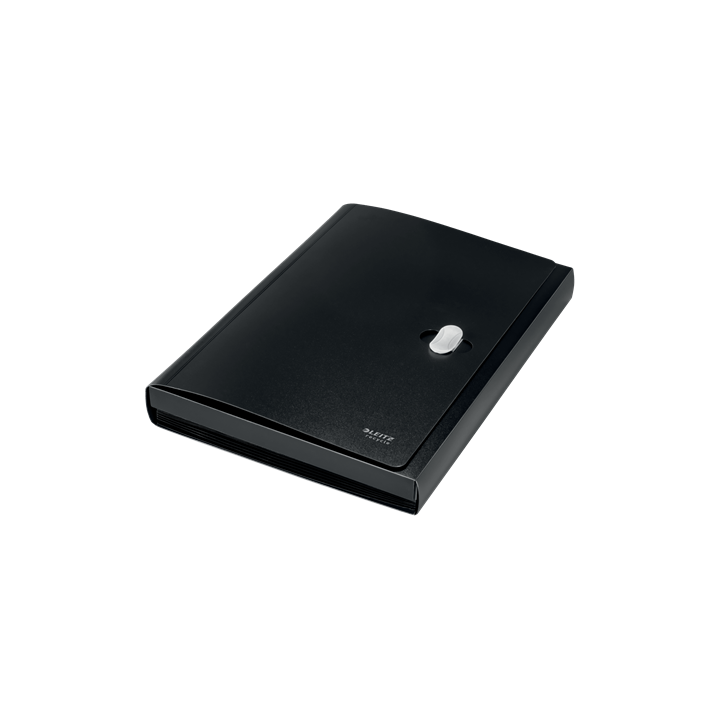 Carpeta polipropileno acordeon 5 posiciones+bolsillo frontal broche giratorio a4 recycle negro leitz 46240095