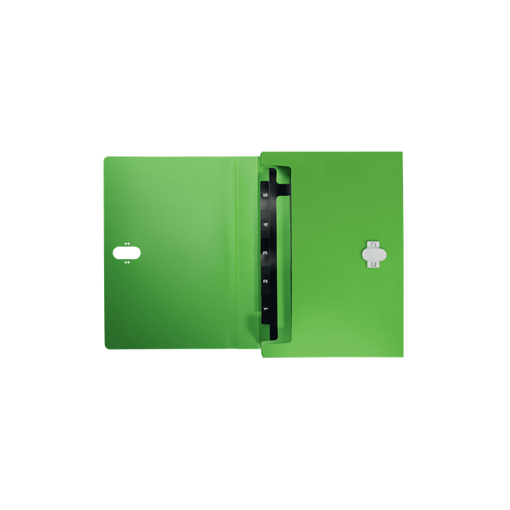 Carpeta polipropileno acordeon 5 posiciones+bolsillo frontal broche giratorio a4 recycle verde leitz 46240055