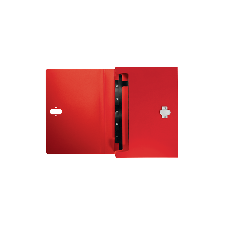 Carpeta polipropileno acordeon 5 posiciones+bolsillo frontal broche giratorio a4 recycle rojo leitz 46240025