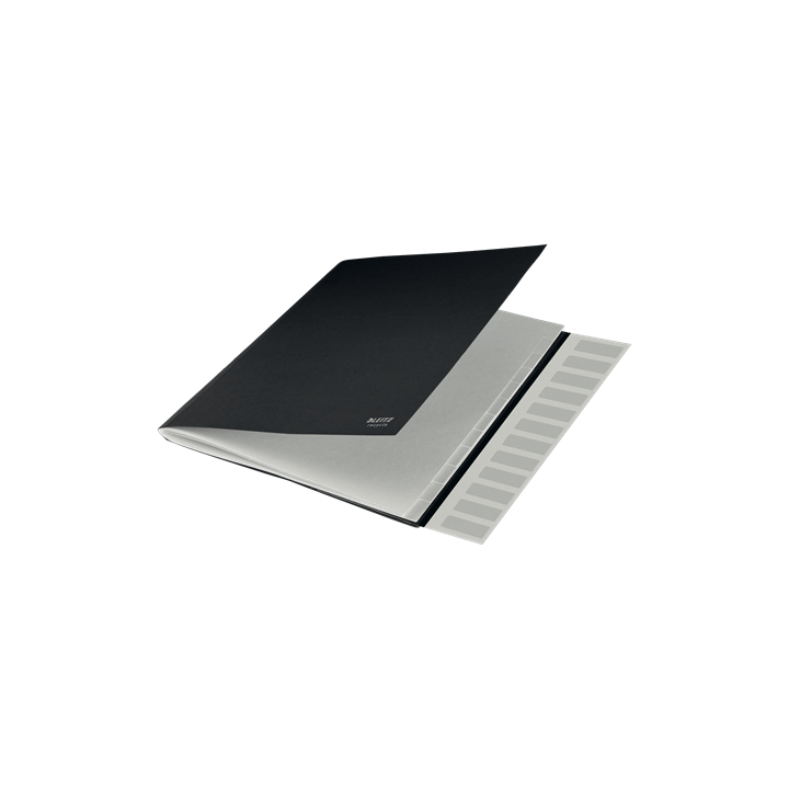 Carpeta clasificadora de carton 12 posiciones a4 recycle 100% negro leitz 39150095