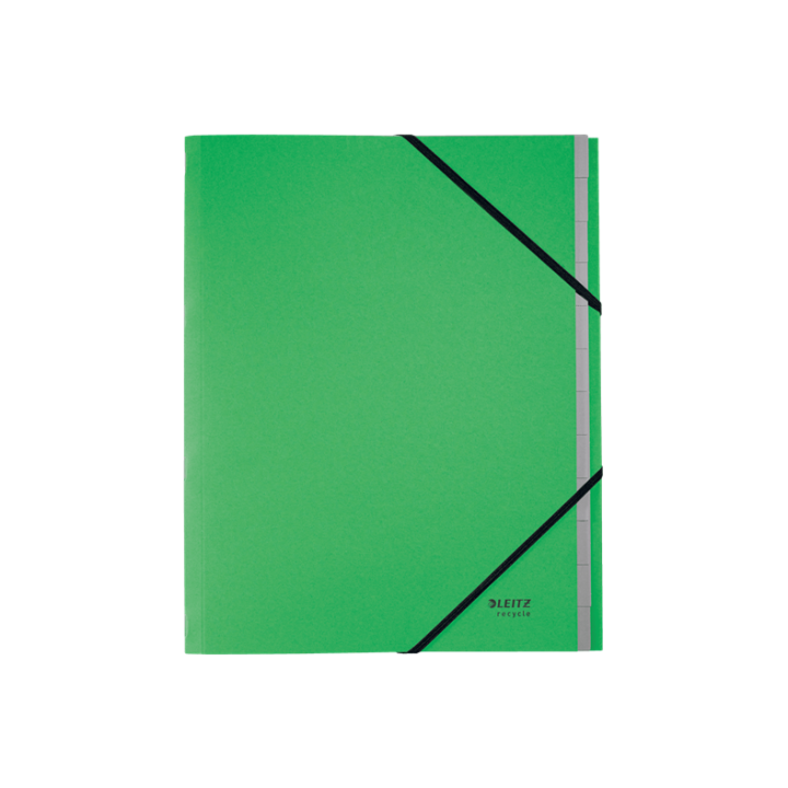 Carpeta clasificadora de carton 12 posiciones a4 recycle 100% verde leitz 39150055