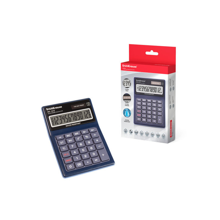 Calculadora de sobremesa wc-612 waterproof 12 digitos erich krause 40612