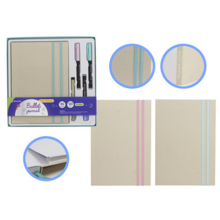 Set  libreta bullet kraft + rotuladores pincel y boligrafo bismark ingraf 330620