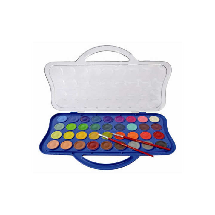 Estuche 36 acuarelas 30 mm + 2 pinceles giotto f353600