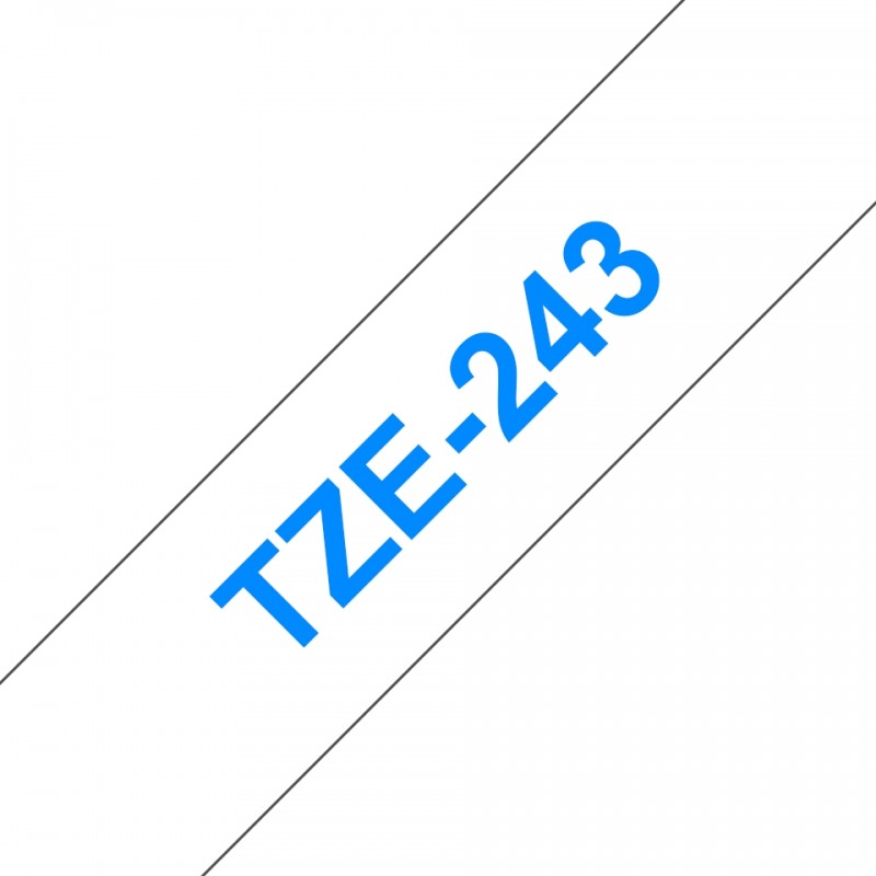 Brother tze243 cinta laminada generica de etiquetas - texto azul sobre fondo blanco - ancho 18mm x 8 metros