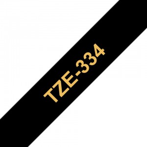 Brother tze334 cinta laminada generica de etiquetas - texto dorado sobre fondo negro - ancho 12mm x 8 metros