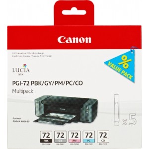 Canon pgi72 pack de 5 cartuchos de tinta originales - negro photo