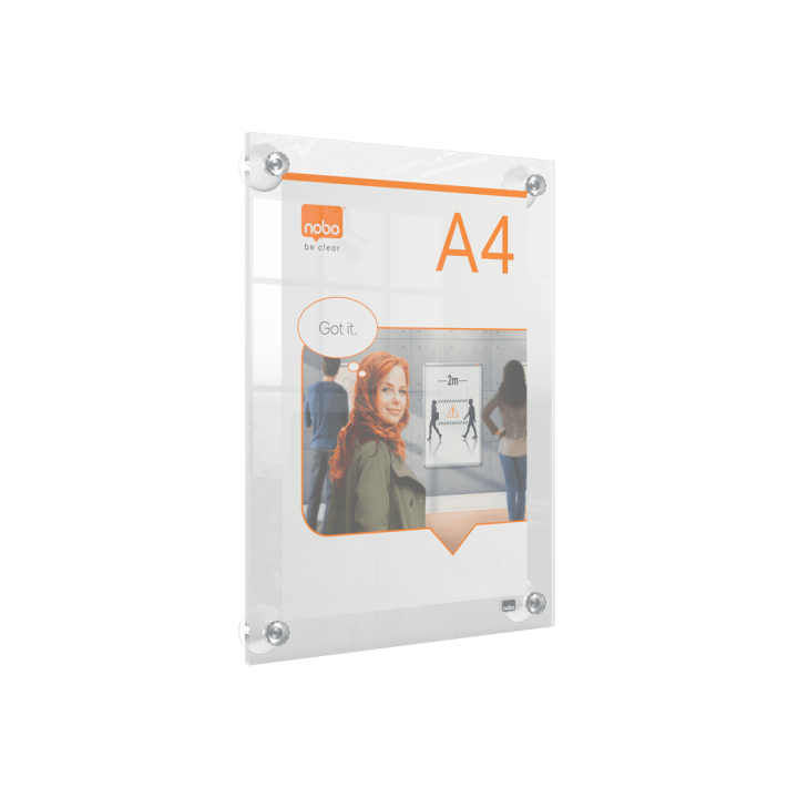 Portaposter acrílico transparente mural removible a4 nobo 1915600