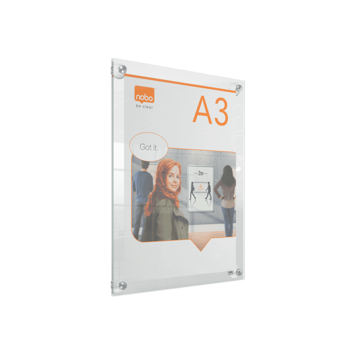 Portaposter acrílico transparente mural removible a3 nobo 1915599