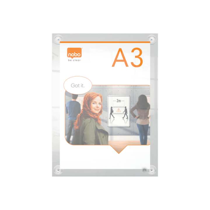 Portaposter acrílico transparente mural removible a3 nobo 1915599