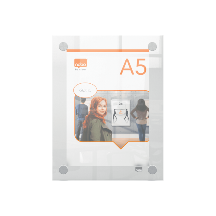 Portaposter acrílico transparente mural a5 nobo 1915592