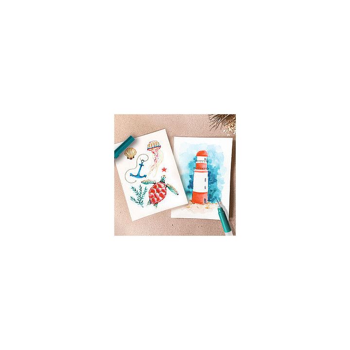 Set watercoloring seaside tombow wcs-sea