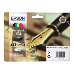 Epson t1636 pack de 4 cartuchos de tinta originales - c13t16364012