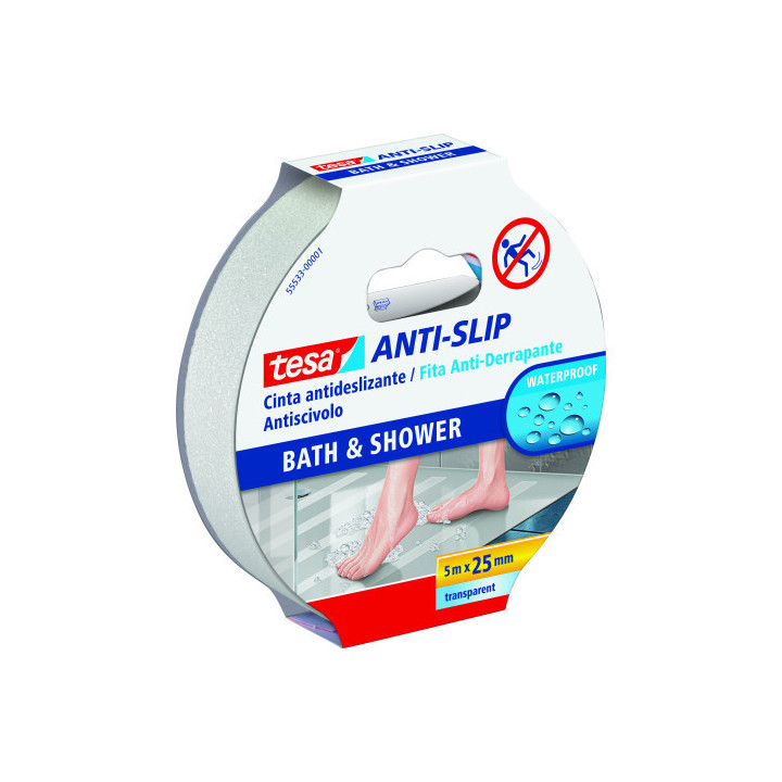 Rollo cinta seguridad adhesiva antideslizante 25 mm x 5 metros transparente tesa 55533-00001-11