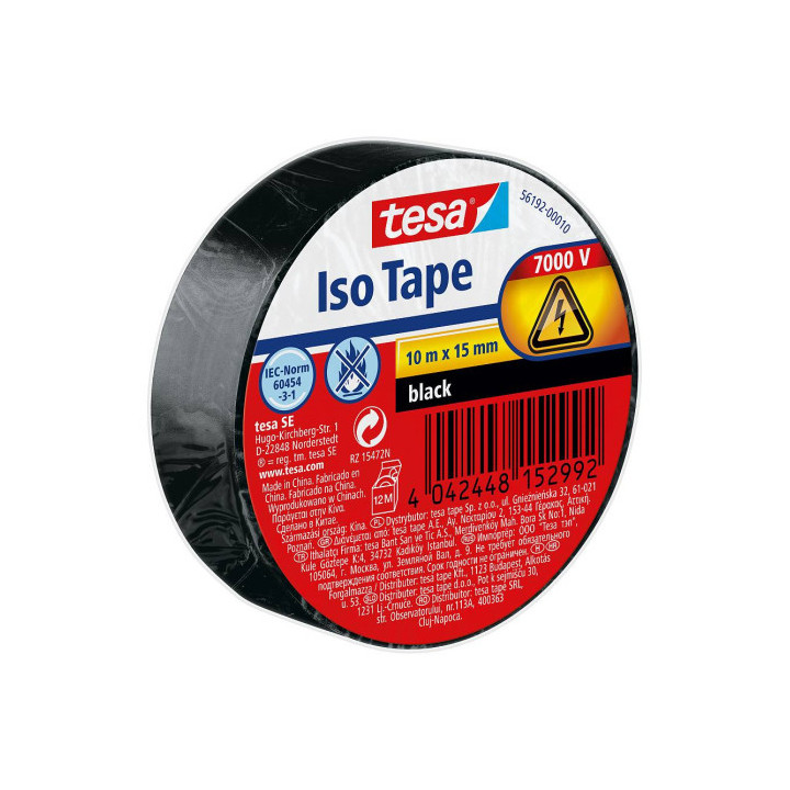 Rollo cinta aislante pvc 15mmx10metros negra tesa 56192-00010-22