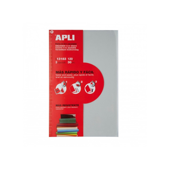 Apli Pack de 3 Fundas Transparentes de PVC - Solapa Autoajustable - Eco-Friendly