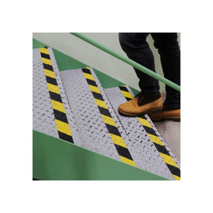 Rollo cinta de seguridad adhesiva antideslizante 50mmx18,3metros negro/amarillo tarifold 197604