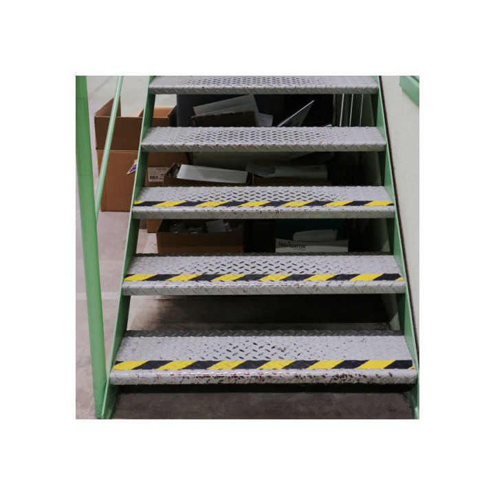 Rollo cinta de seguridad adhesiva antideslizante 50mmx18,3metros negro/amarillo tarifold 197604