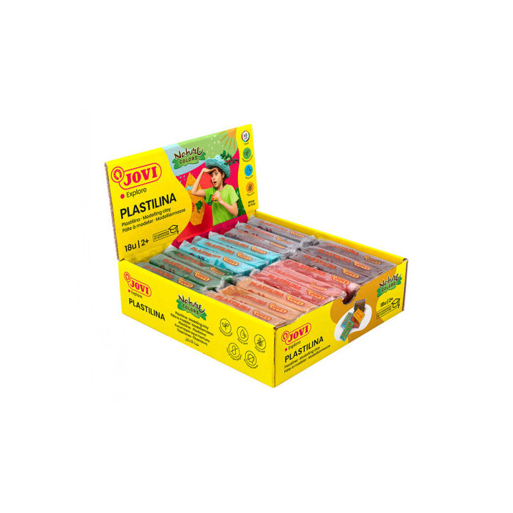 Caja plastilina 18 pastillas de 50gr gama nature colores surtidos (3 uds x color) jovi 70/18n