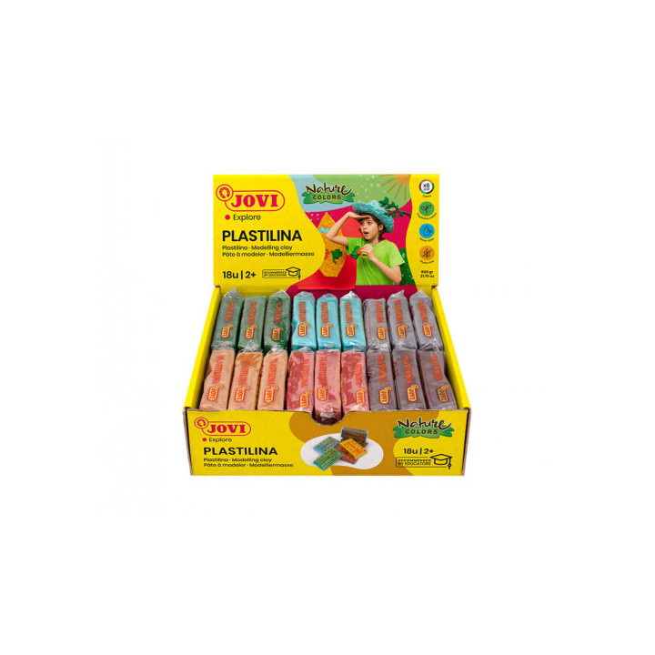 Caja plastilina 18 pastillas de 50gr gama nature colores surtidos (3 uds x color) jovi 70/18n