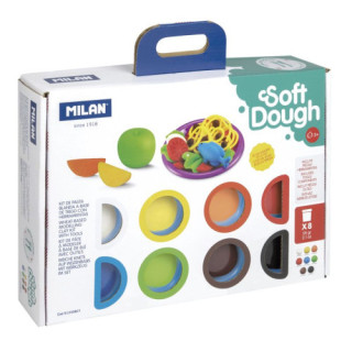 Maletín 8 botes pasta blanda soft dough de 59gr + herramientas "hora de cocina" milan 913308ct