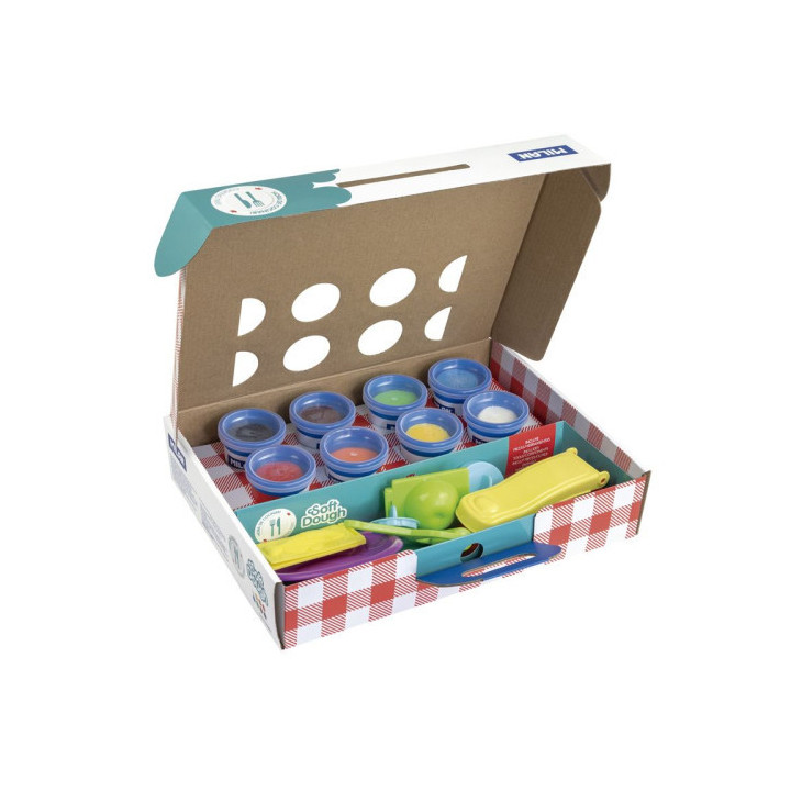 Maletín 8 botes pasta blanda soft dough de 59gr + herramientas "hora de cocina" milan 913308ct