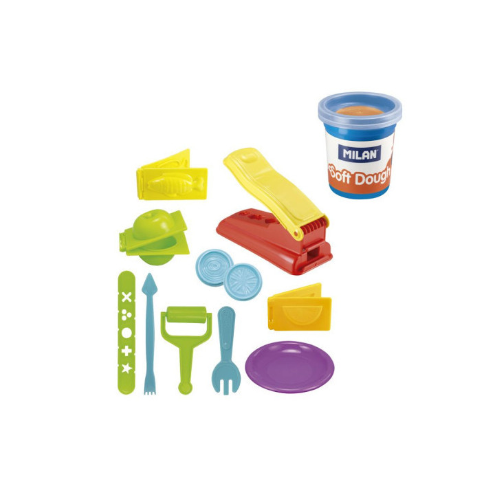 Maletín 8 botes pasta blanda soft dough de 59gr + herramientas "hora de cocina" milan 913308ct