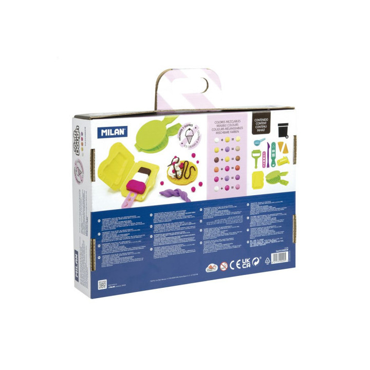 Maletín 6 botes pasta blanda soft dough de 59gr + herramientas "helados y gofres" milan 913306icw