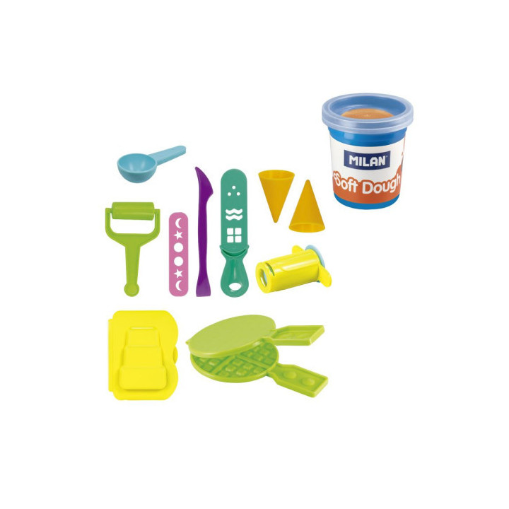 Maletín 6 botes pasta blanda soft dough de 59gr + herramientas "helados y gofres" milan 913306icw