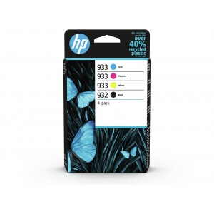 Hp 932 + 933 pack de 4 cartuchos de tinta originales - 6zc71ae