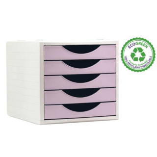 Módulo ecogreen 100% reciclado y reciclable 5 cajones rosa pastel 340x270x260 mm archivo 2000 4005 rs ps