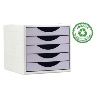Módulo ecogreen 100% reciclado y reciclable 5 cajones malva pastel 340x270x260 mm archivo 2000 4005 ml ps