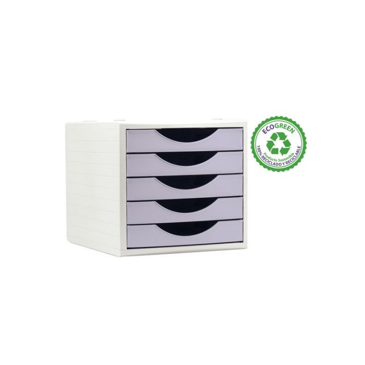 Módulo ecogreen 100% reciclado y reciclable 5 cajones malva pastel 340x270x260 mm archivo 2000 4005 ml ps