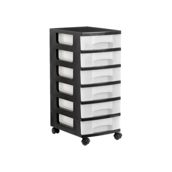 Torre de almacenaje 6 cajones de 6 litros negro/translúcido 390x290x685 mm archivo 2000 1106r cs tl