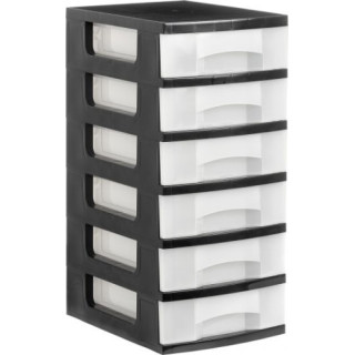 Torre de almacenaje 6 cajones de 6 litros negro/translúcido 390x290x635 mm archivo 2000 1106 cs tl
