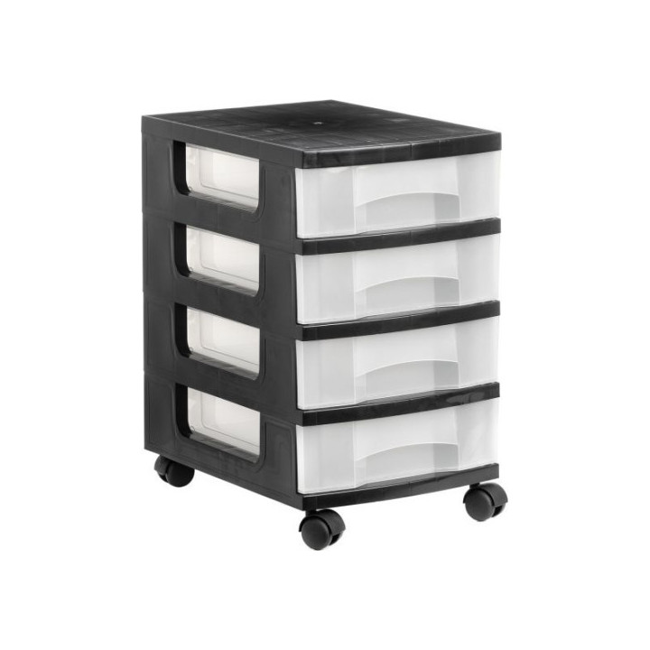 Torre de almacenaje 4 cajones de 6 litros negro/translúcido 390x290x480 mm archivo 2000 1104r cs tl