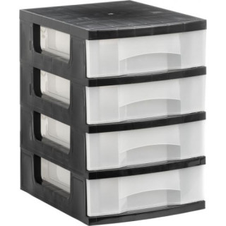 Torre de almacenaje 4 cajones de 6 litros negro/translúcido 390x290x430 mm archivo 2000 1104 cs tl