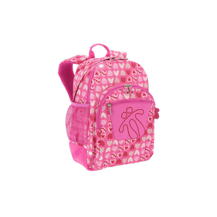 Mochila crayoles refuerzo caucho+bolsillos rosa/corazones totto ma04eco029-1710n-1i3