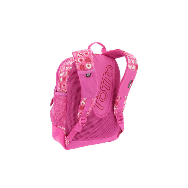 Mochila crayoles refuerzo caucho+bolsillos rosa/corazones totto ma04eco029-1710n-1i3