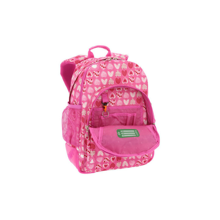 Mochila crayoles refuerzo caucho+bolsillos rosa/corazones totto ma04eco029-1710n-1i3