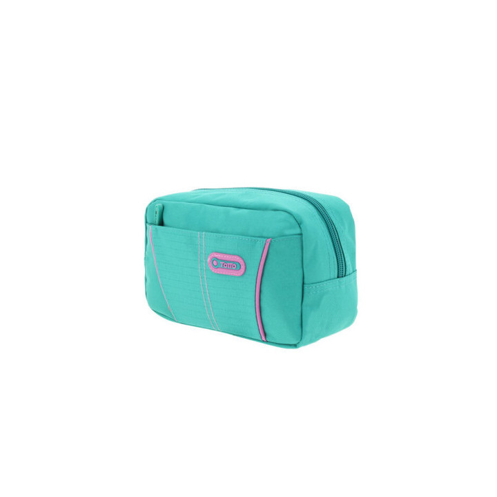 Estuche modelo eatfit dos bolsillos verde/gomas rosas totto ac52kla002-1710z-v2p