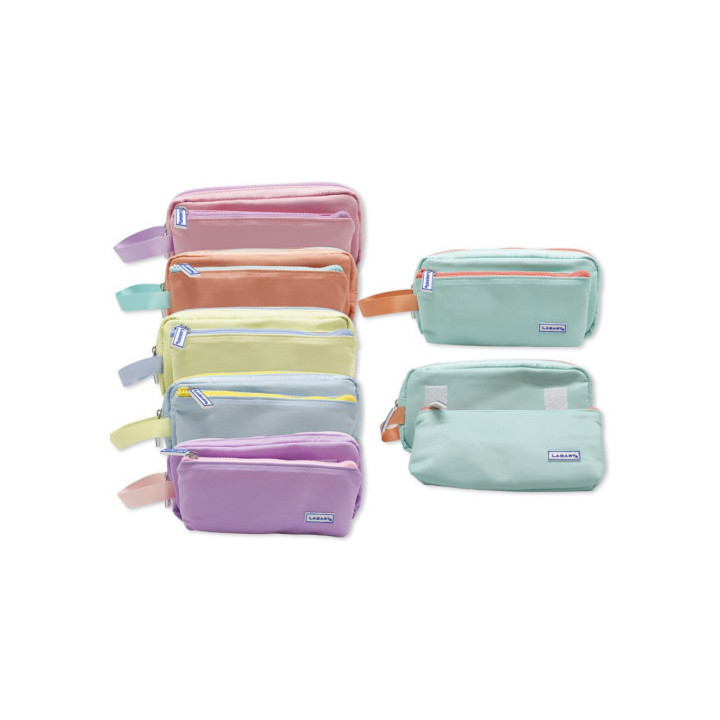 Portatodo tacto suave pastel doble c/asa colores surtidos lagart 329272