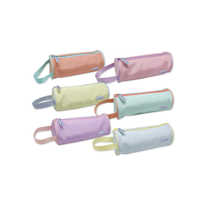 Portatodo tacto suave pastel redondo colores surtidos c/ asa lagart 329271