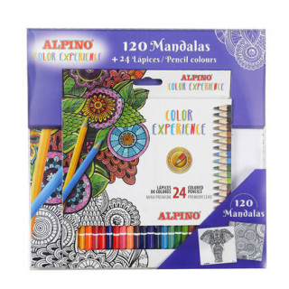 Set libro 120 mandalas + 24 lápices color experience alpino al000250