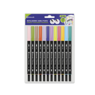 Blister 12 rotuladores lettering doble punta bismark 330114