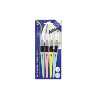 Set 4 rotuladores lettering punta pincel pastel bismark 329575