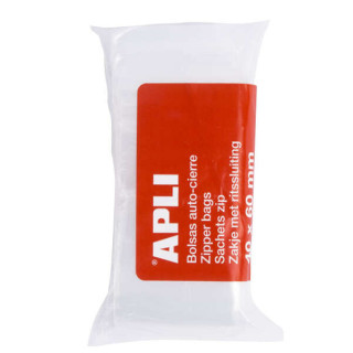 Apli Pack de 100 Bolsas con Zip Auto Cierre Transparentes - Tamaño 40x60mm - Cierre Seguro y Facil Manipulacion - Aptas para U