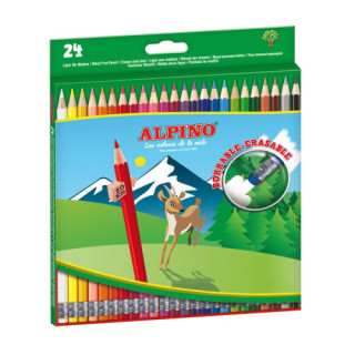 Estuche 24 lápices de colores borrables alpino al013658