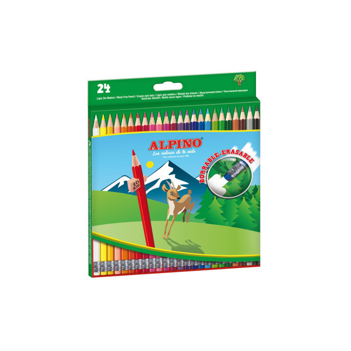 Estuche 24 lápices de colores borrables alpino al013658