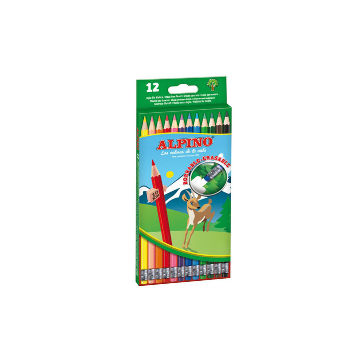 Estuche 12 lápices de colores borrables alpino al013654